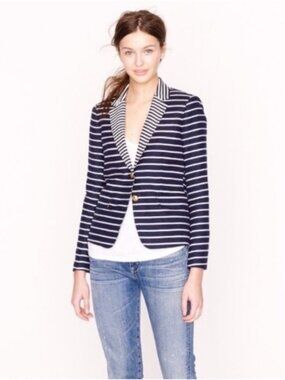 J.Crew Striped Schoolboy Blazer Blue White 4